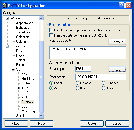 PuTTY, CouchDB, Futon PuTTY, CouchDB, Futon