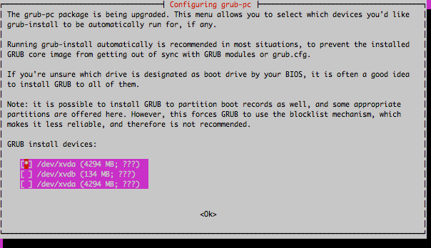 A Grub option menu. A Grub option menu.