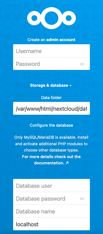 The Nextcloud Configuration Page The Nextcloud Configuration Page