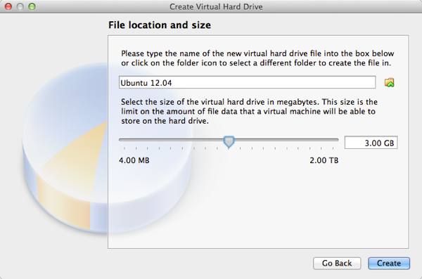 Setting the size of the virtual hard drive Setting the size of the virtual hard drive