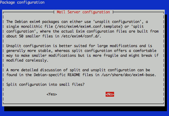 Exim config file splitting configuration on Debian 6. Exim config file splitting configuration on Debian 6.