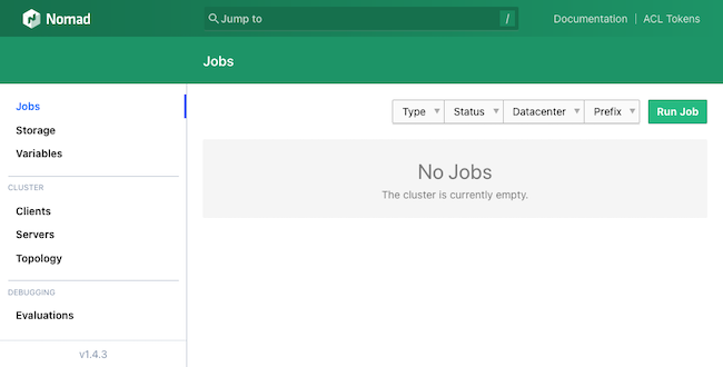 The Nomad web interface The Nomad web interface