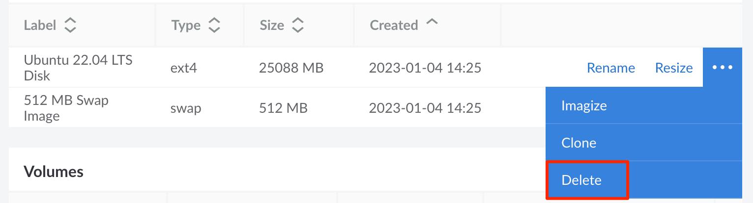 Screenshot of the Delete button Screenshot of the Delete button